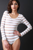 Long Sleeve Semi-Sheer Stripe Bodysuit