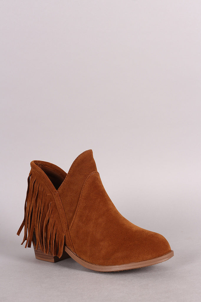 Qupid Curved Rear Fringe Booties