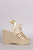 Qupid Snake Strappy Espadrille Platform Wedge