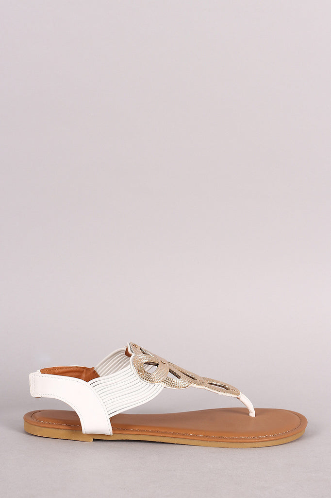 Bamboo Strappy Cutout Thong Flat Sandal