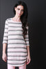 Multi Color Stripe Knit Three Quarter Sleeves Top