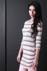 Multi Color Stripe Knit Three Quarter Sleeves Top