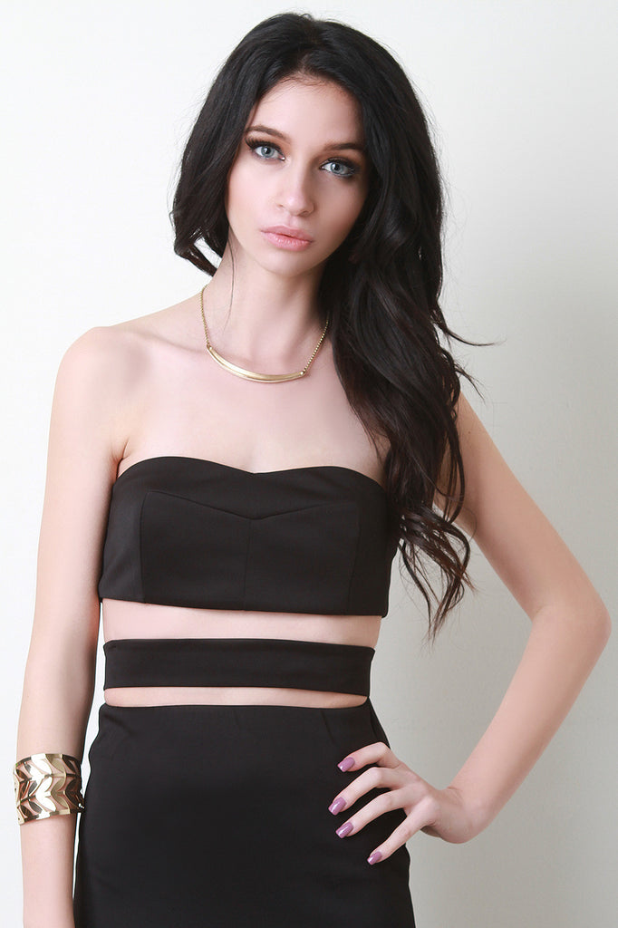 Strapless Crop Top And Pencil Skirt Set