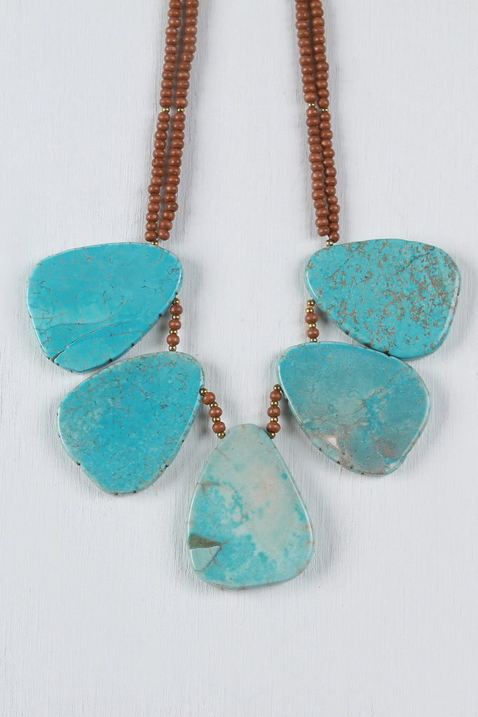 Beaded Turquoise Stone Necklace