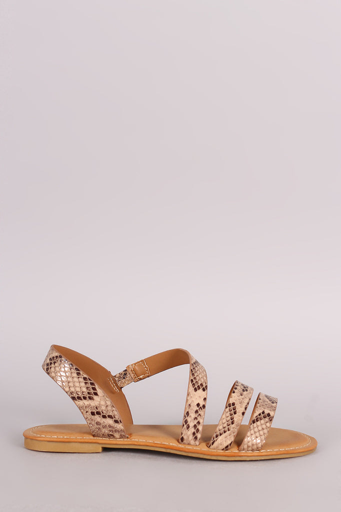 Bamboo Python Strappy Asymmetrical Flat Sandal