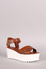 Bamboo Crisscross Ankle Strap Lug Sole Fatform Wedge