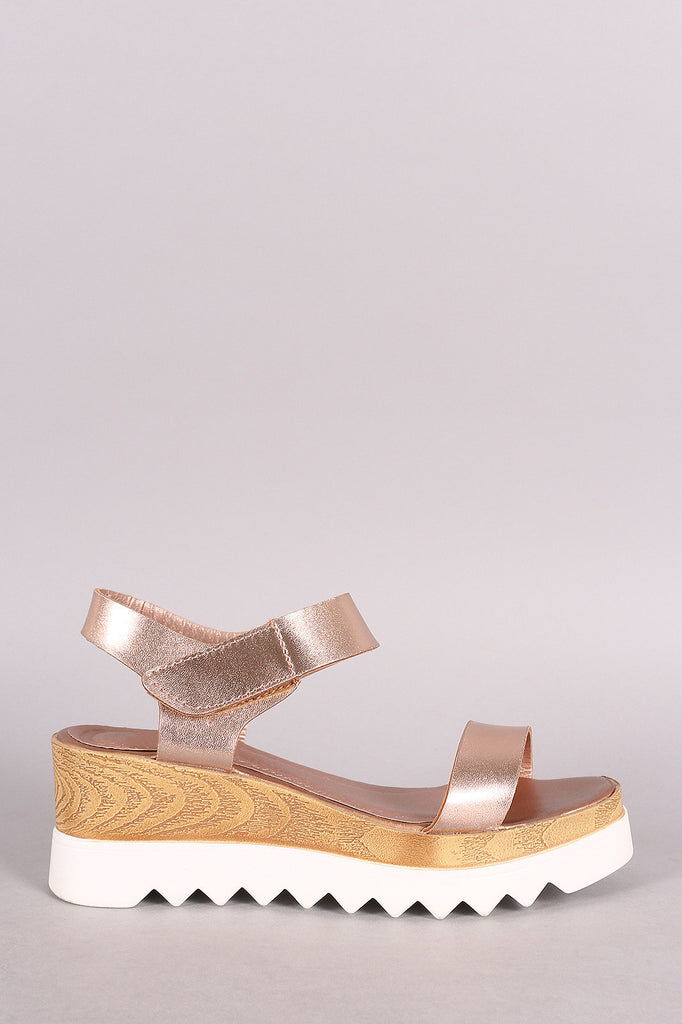 Open Toe Lug Sole Flatform Wedge