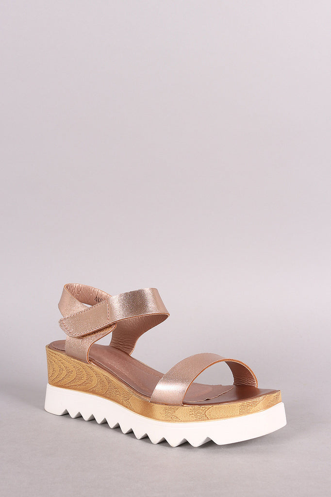 Open Toe Lug Sole Flatform Wedge