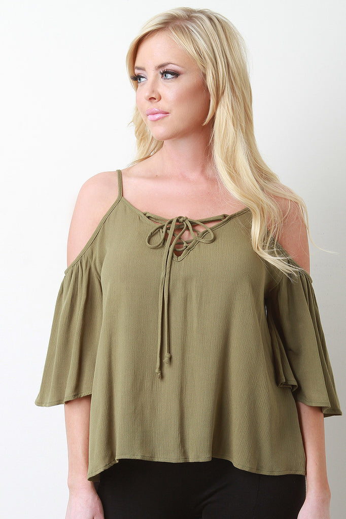 Corset Lace Up Open Shoulder Bohemian Top