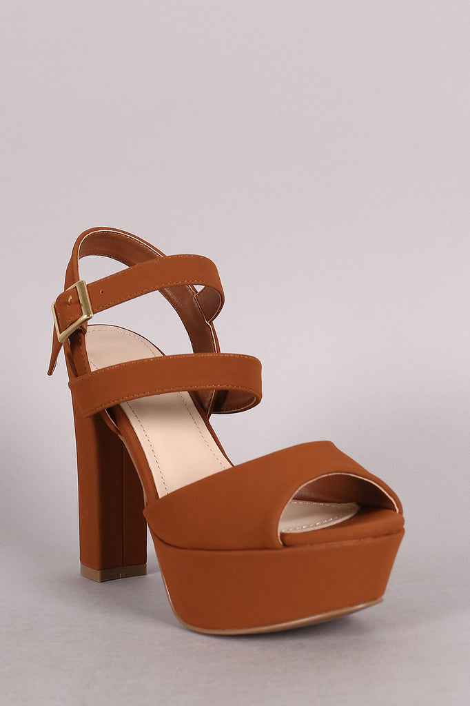 Bamboo Nubuck Double Strap One Band Platform Heel