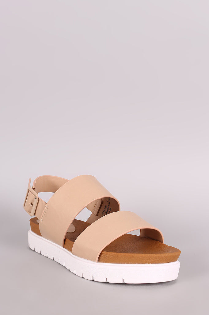 Bamboo Vegan Leather Two Band Lug Sole Flatform Sandal