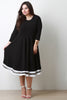 Three Quarter Sleeve Skater Midi Dress