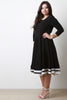 Three Quarter Sleeve Skater Midi Dress