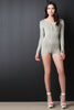 Garment Wash Long Sleeve Henley Romper