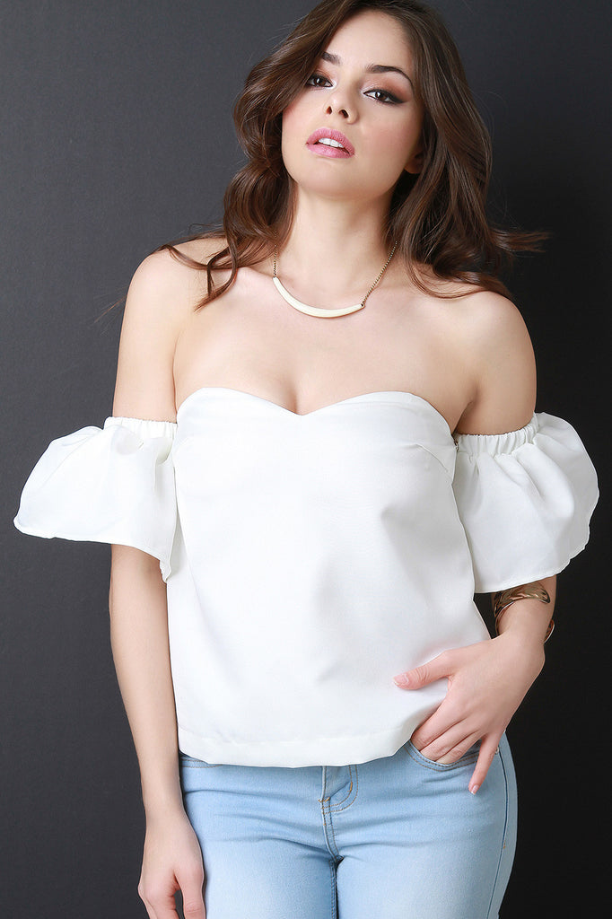 Strapless Bell Sleeve Tube Top