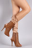 Corset Lace Up Peep Toe Stiletto Booties