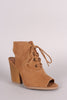 Qupid Suede Cutout Chunky Heeled Booties