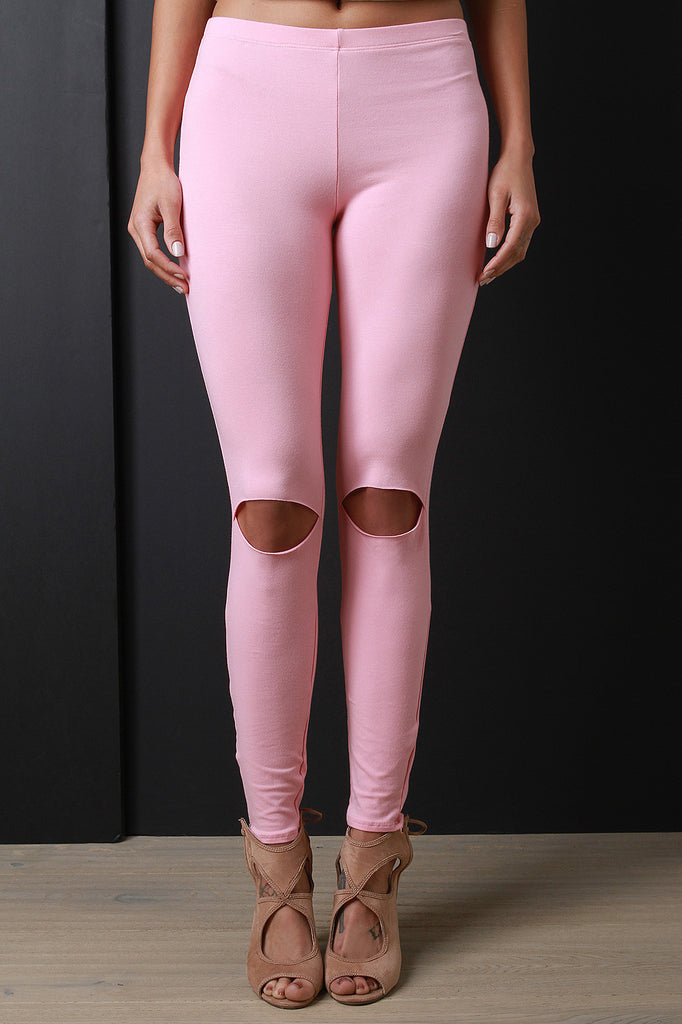 Lasercut Knee Slit Leggings