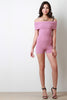 Rib Knit Off Shoulder Romper