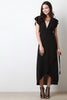 Flared Sleeve Self Tie Surplice Dress