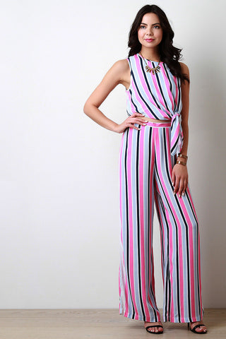 Deep V Crisscross Back Jumpsuit