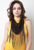 Vegan Suede Chain Fringe Scarf