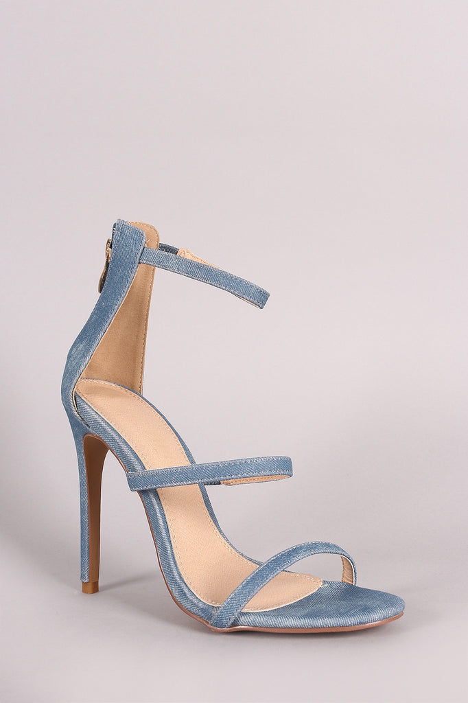 Liliana Open Toe Triple Straps Single Sole Heel