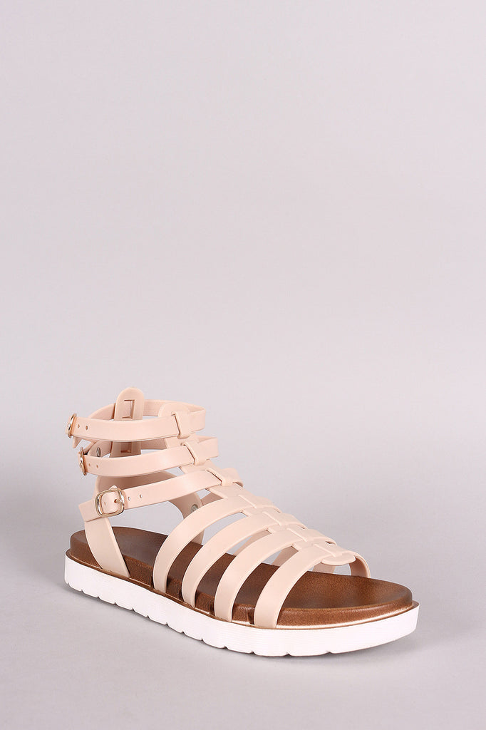 Buckled Gladiator Jelly Footbed Flat Sandal