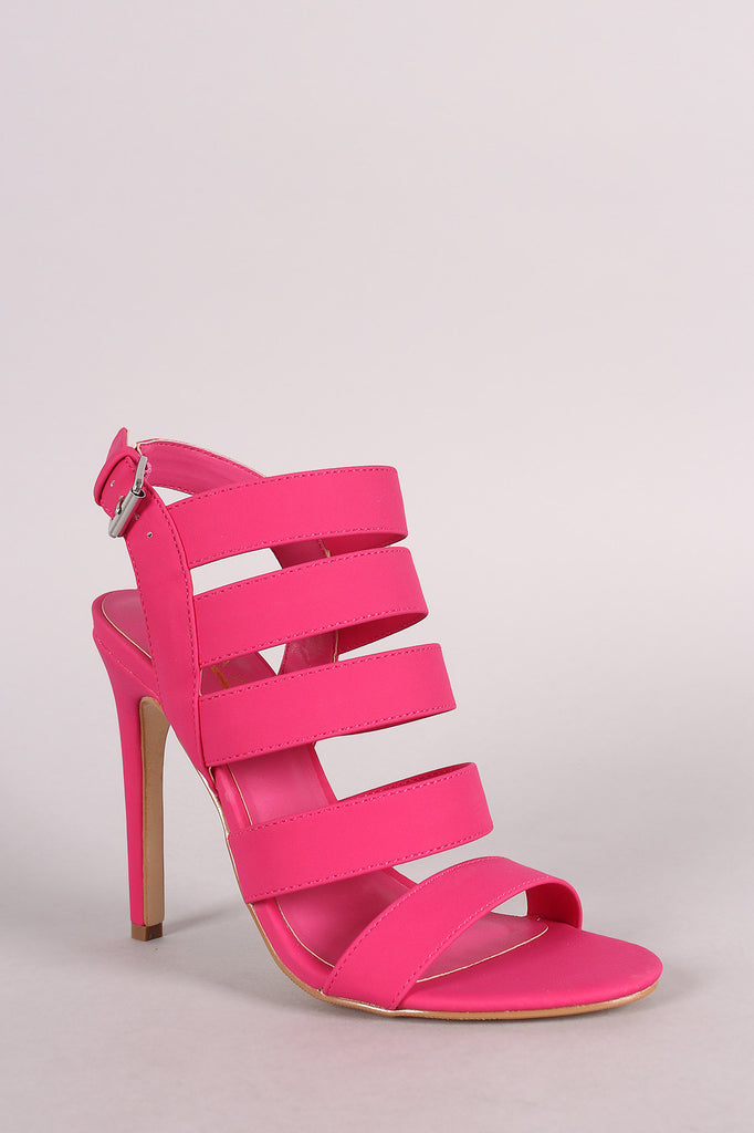 Nubuck Strappy Ladder Up Slingback Heel