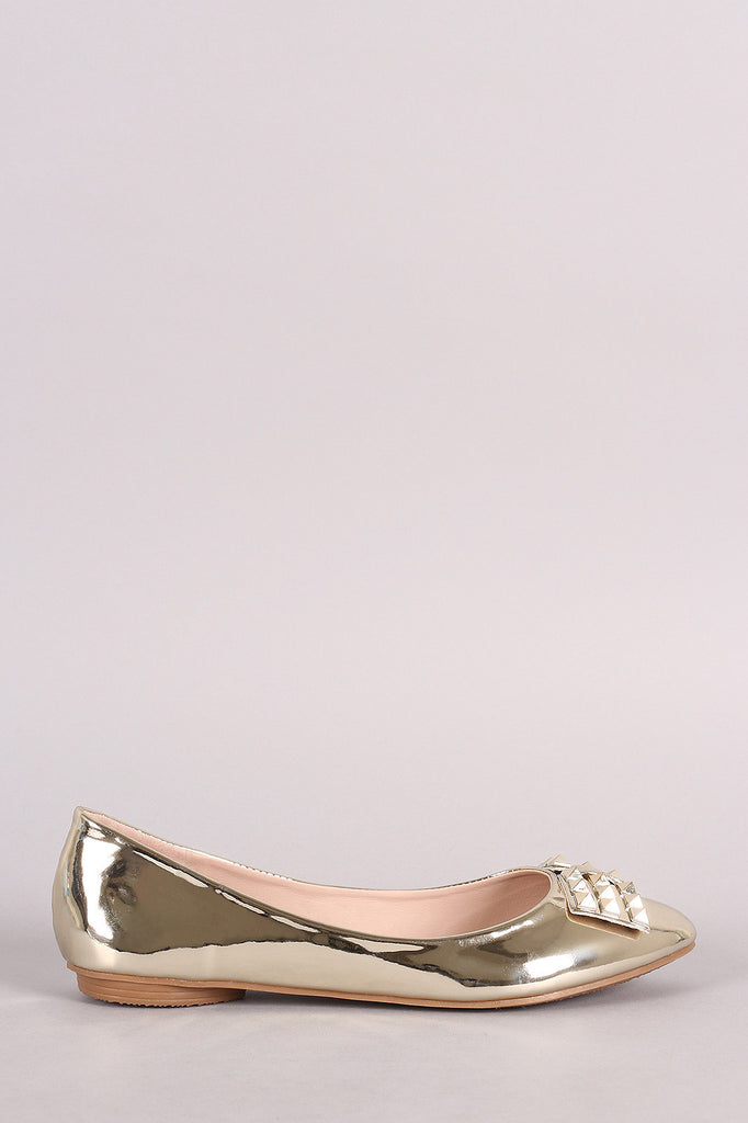 Studded Bow Patent Ballet Flat