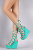 Wild Diva Lounge Suede Strappy Lace-Up Platform Wedge