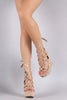 Wild Diva Lounge Suede Strappy Lace-Up Platform Wedge