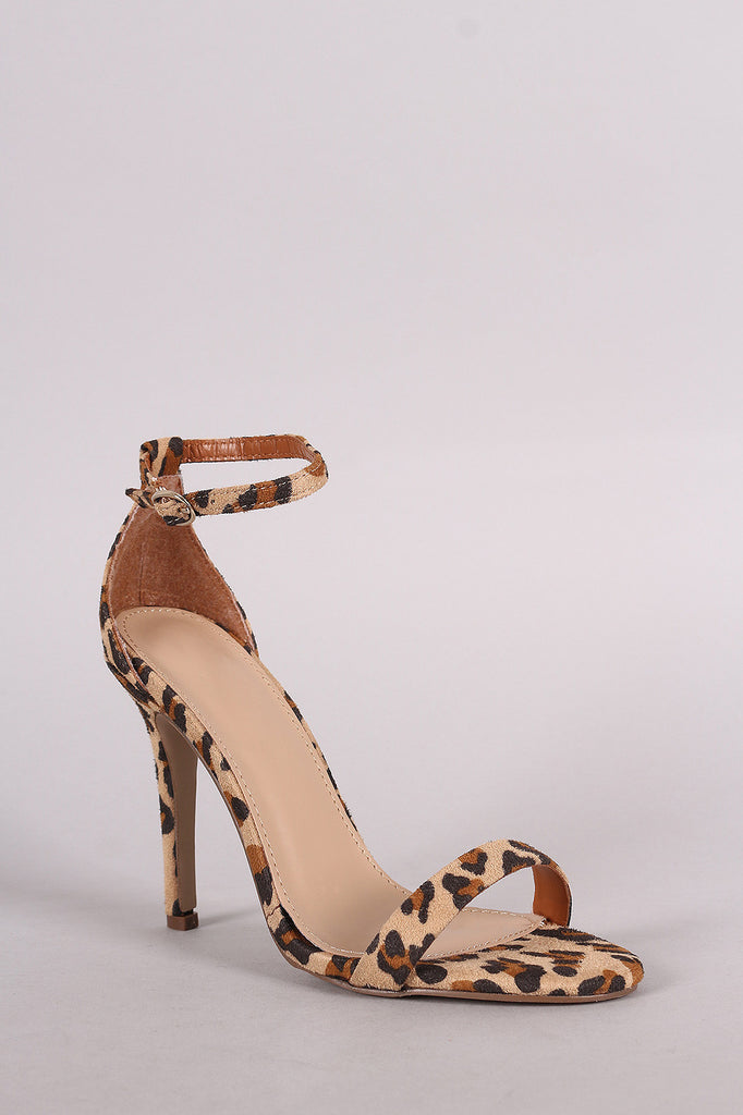 Breckelle Leopard Thin Ankle Strap Stiletto Heel