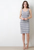 Striped Rib Knit Sleeveless Midi Dress