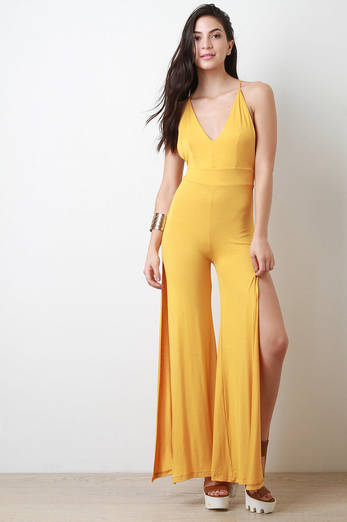 Wide Leg Open Back Jumpsuit