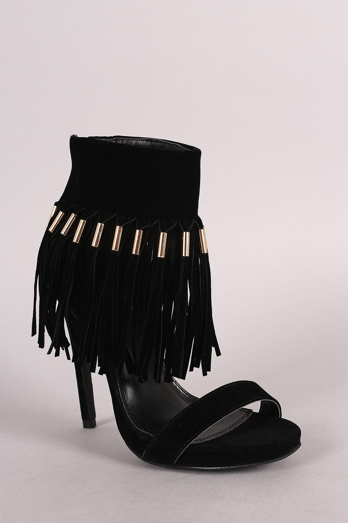 Liliana Suede Tassel Ankle Cuff Stiletto Heel