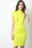 Asymmetrical Mock Neck Bodycon Dress