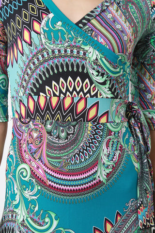 Abstract Paisley Print Maxi Dress