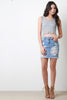 High Rise Distress Denim Skirt