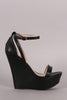 Wild Diva Lounge Open Toe Ankle Strap Platform Wedge