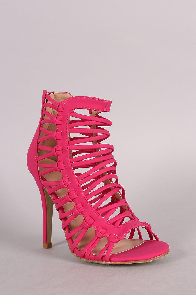 Nubuck Strappy Knotted Stiletto Heel