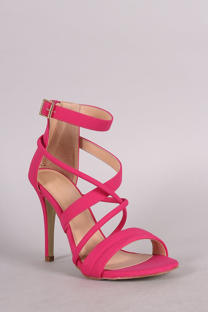 Nubuck Ankle Strap Crisscross Open Toe Heel