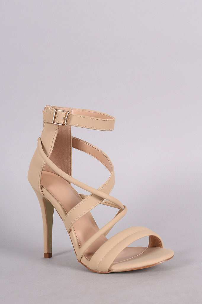 Nubuck Ankle Strap Crisscross Open Toe Heel