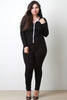 Plus Size Contrast Zip Up Hoodie Jumpsuit