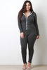 Plus Size Contrast Zip Up Hoodie Jumpsuit