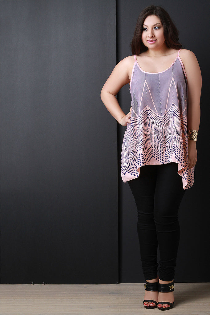 Geometric Pattern Scoop Neck Tunic Top