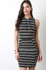 Striped Ribbed Knit Hoodie Dress