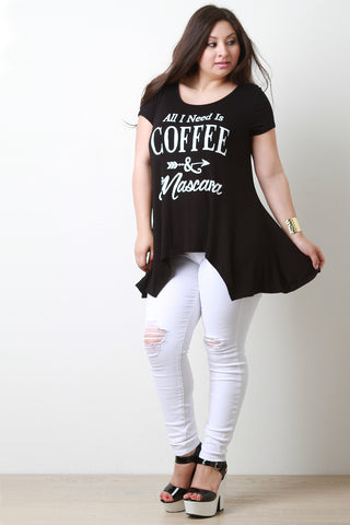 All I Need Is Coffee & Mascara Graphic Print Top