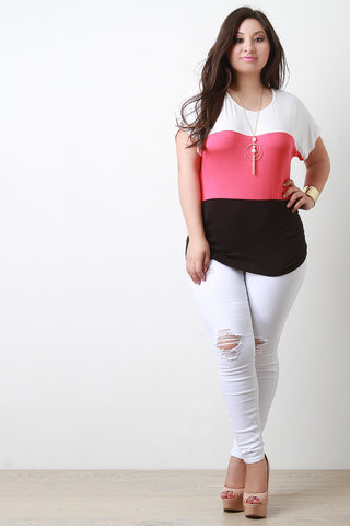 Colorblock Jersey Necklace Top