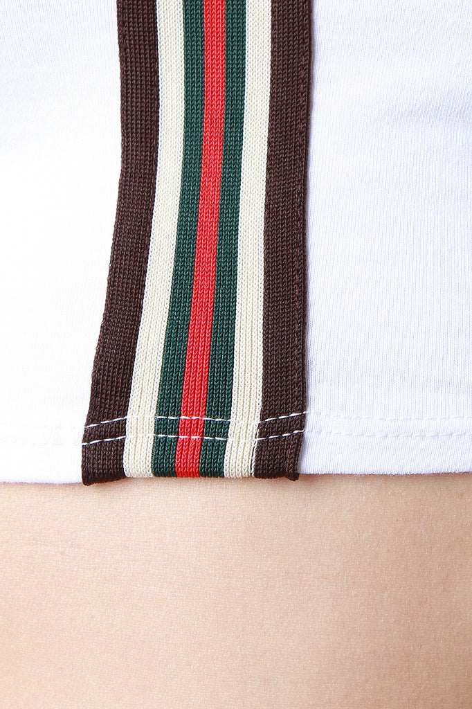 Vertical Center Striped Sleeveless Crop Top